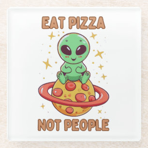 Posavasos De Vidrio Come pizza no personas