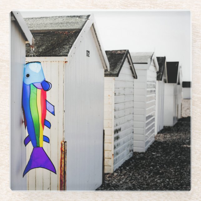 Posavasos De Vidrio Cometa coloreada arco iris (Anverso)