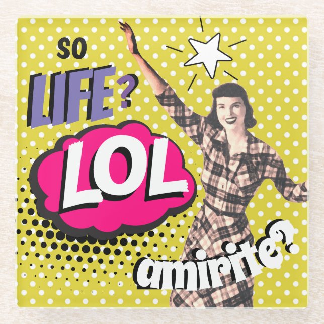 Posavasos De Vidrio Comic Book Pop Art Retro Lady Funny (Anverso)