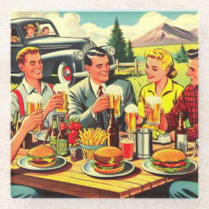 Posavasos De Vidrio Comics retro picnic