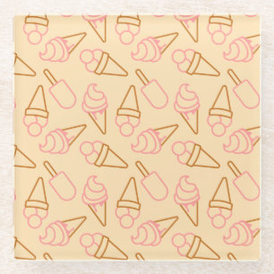 Posavasos De Vidrio Comida de verano con contornos de helado de contor