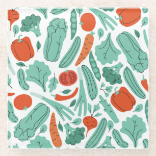 Posavasos De Vidrio Comida Personalizado ligera: modelo de verduras vi