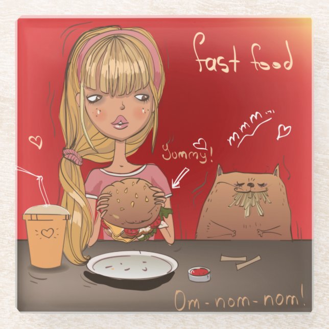 Posavasos De Vidrio Comida rápida (Anverso)