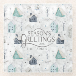 Posavasos De Vidrio Cómodo Navidades del hogar ID985 Verde azulado