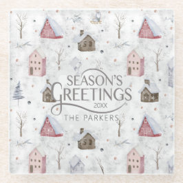 Posavasos De Vidrio Cómodo Navidades domésticos Pink ID985