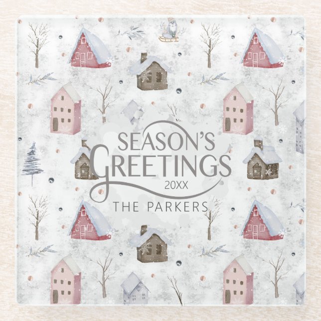 Posavasos De Vidrio Cómodo Navidades domésticos Pink ID985 (Anverso)