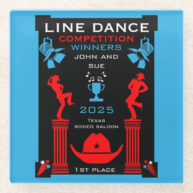 Posavasos De Vidrio Competencia Americana de Baile de Línea (Anverso)