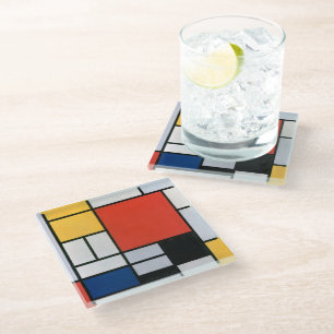 Posavasos De Vidrio Composición de Mondrian de Pieta Vintage, retro
