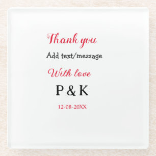 Posavasos De Vidrio Con amor agregar carta de nombre de pareja gracias