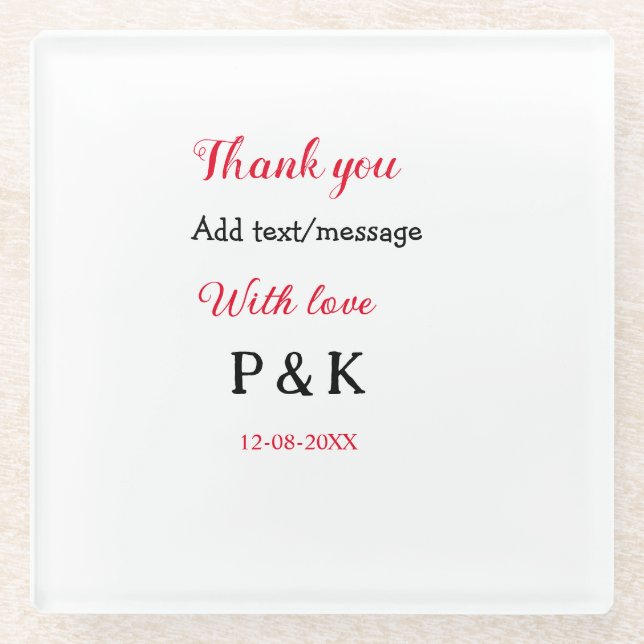 Posavasos De Vidrio Con amor añade la letra del nombre de la pareja gr (Anverso)