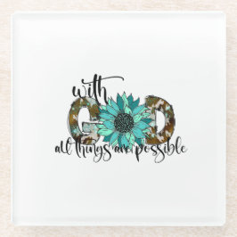 Posavasos De Vidrio Con Dios Todas las cosas posibles