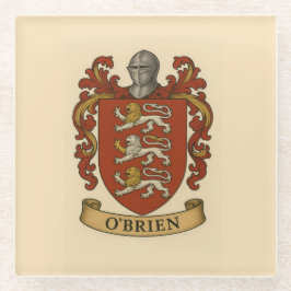 Posavasos de vidrio con escudo de armas de O'Brien