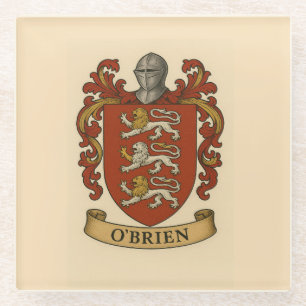 Posavasos de vidrio con escudo de armas de O'Brien