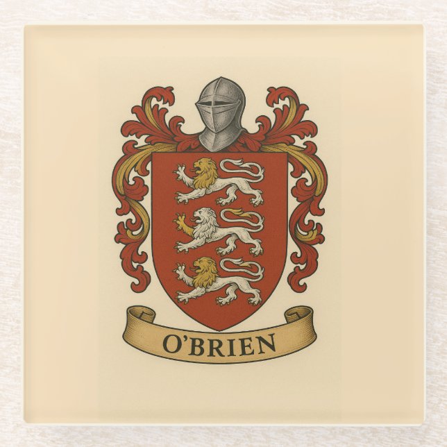 Posavasos de vidrio con escudo de armas de O'Brien (Anverso)