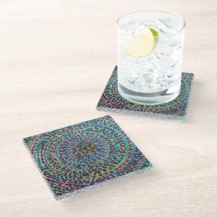 Posavasos de vidrio con espirales de confeti