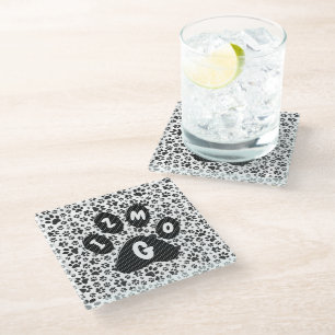 Posavasos de vidrio con huellas de perro lunares e