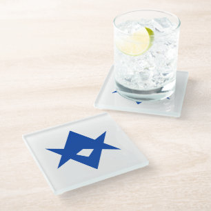 Posavasos de vidrio con la bandera de la ciudad de