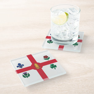 Posavasos de vidrio con la bandera de Montreal, Ca