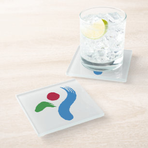 Posavasos de vidrio con la bandera de Seúl, Corea