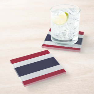 Posavasos de vidrio con la bandera de Tailandia