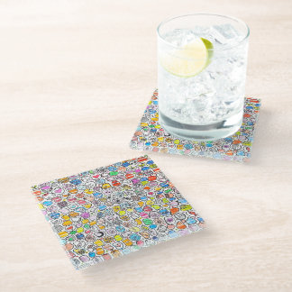 Posavasos de vidrio con patrón caprichoso y colori