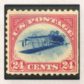 Posavasos de Vidrio con Sello Inverted Jenny Vinta