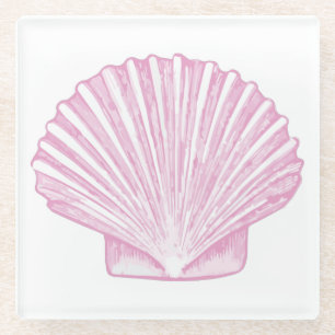 Posavasos De Vidrio Concha de vieira rosa costera