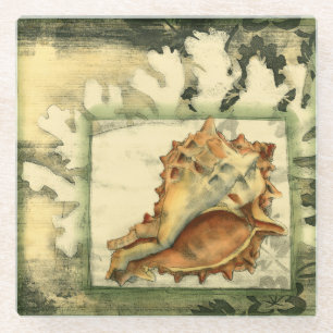 Posavasos De Vidrio Concha Shell de la silueta