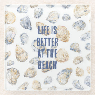 Posavasos De Vidrio Conchas de Mar de Playa Costera