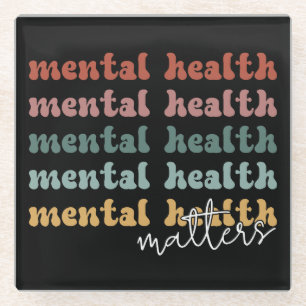 Posavasos De Vidrio Conciencia retro sobre la salud mental