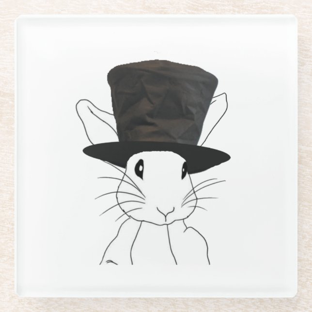 Posavasos De Vidrio Conejo blanco (Anverso)