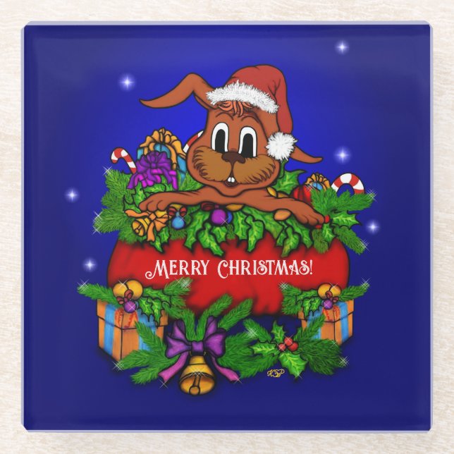 Posavasos De Vidrio Conejo de navidades (Anverso)