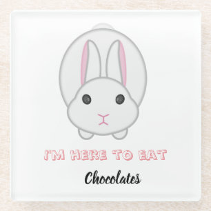 Posavasos De Vidrio Conejo de Pascua esperando para comer chocolates