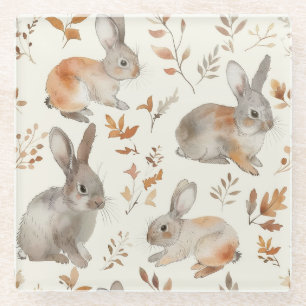 Posavasos De Vidrio Conejos Hojas de conejos