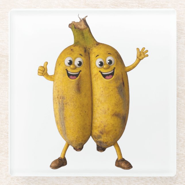 Posavasos De Vidrio Conjoined Bananas Comedy Duo (Anverso)