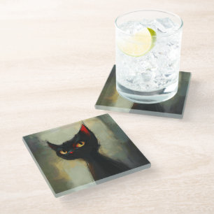 Posavasos De Vidrio Conociendo al Gato Ninja Negro