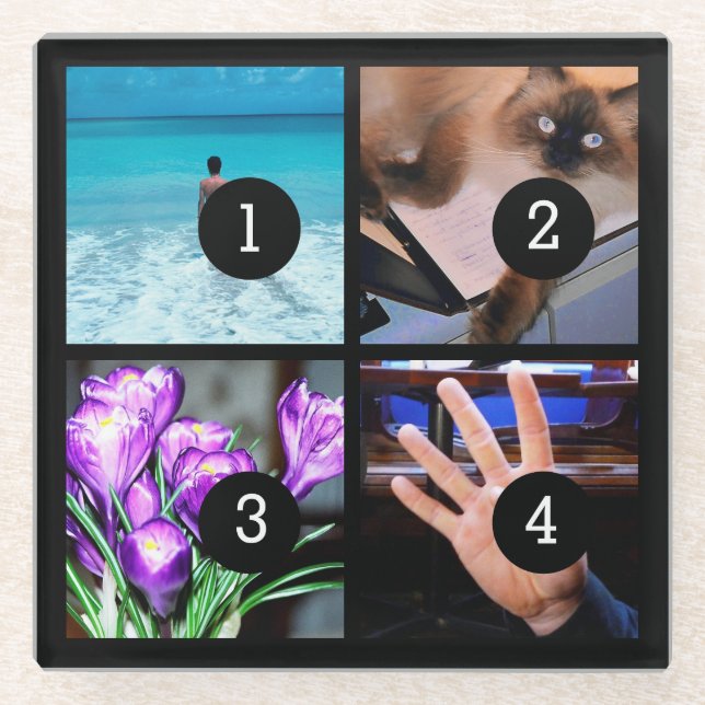 Posavasos De Vidrio Consiga fácilmente su propio collage de fotos con  (Anverso)