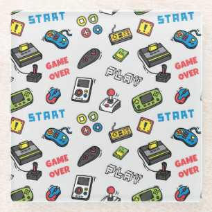 Posavasos De Vidrio Consolas retras del vintage del videojugador