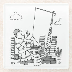 Posavasos De Vidrio Construcción de obra Operador de la grúa