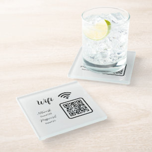 Posavasos De Vidrio Contraseña Wifi personalizada para código QR