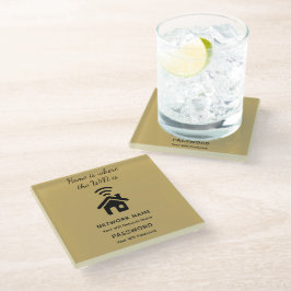 Posavasos De Vidrio Contraseña WiFi personalizada y red para invitados
