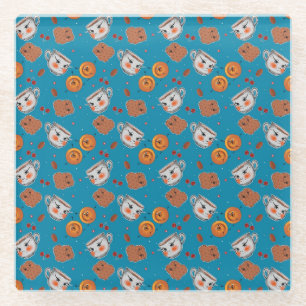 Posavasos De Vidrio Cookies, bollos: patrón de fondo azul