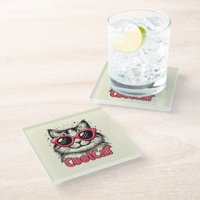 Posavasos De Vidrio Cool Cat 1 (Angular)
