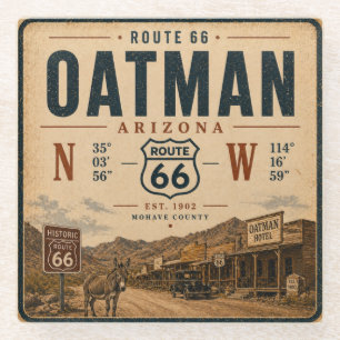 Posavasos De Vidrio Coordenadas artísticas de la ruta 66 de Oatman, Ar