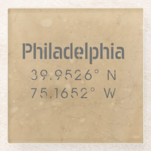 Posavasos De Vidrio Coordenadas del mapa de Filadelfia urbano
