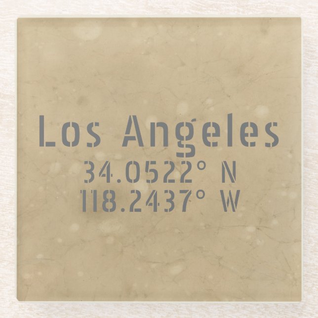 Posavasos De Vidrio Coordenadas del mapa de Los Ángeles (Anverso)
