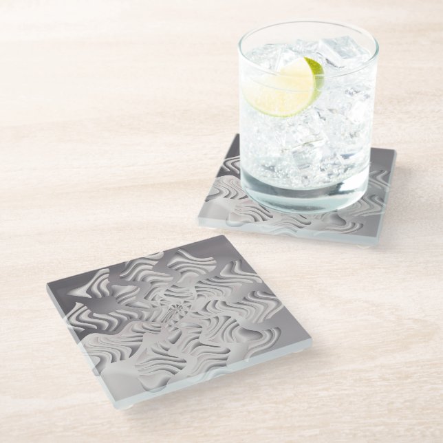 Posavasos De Vidrio copo de nieve de plata (Angular)