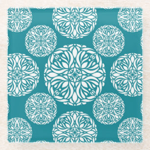 Posavasos De Vidrio Copo de nieve floral del invierno