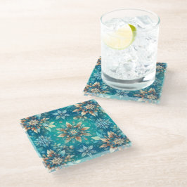 Posavasos De Vidrio Copo de Nieve Invernal