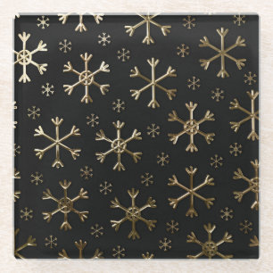 Posavasos De Vidrio Copos de Navidad de metal negro y dorado para fies